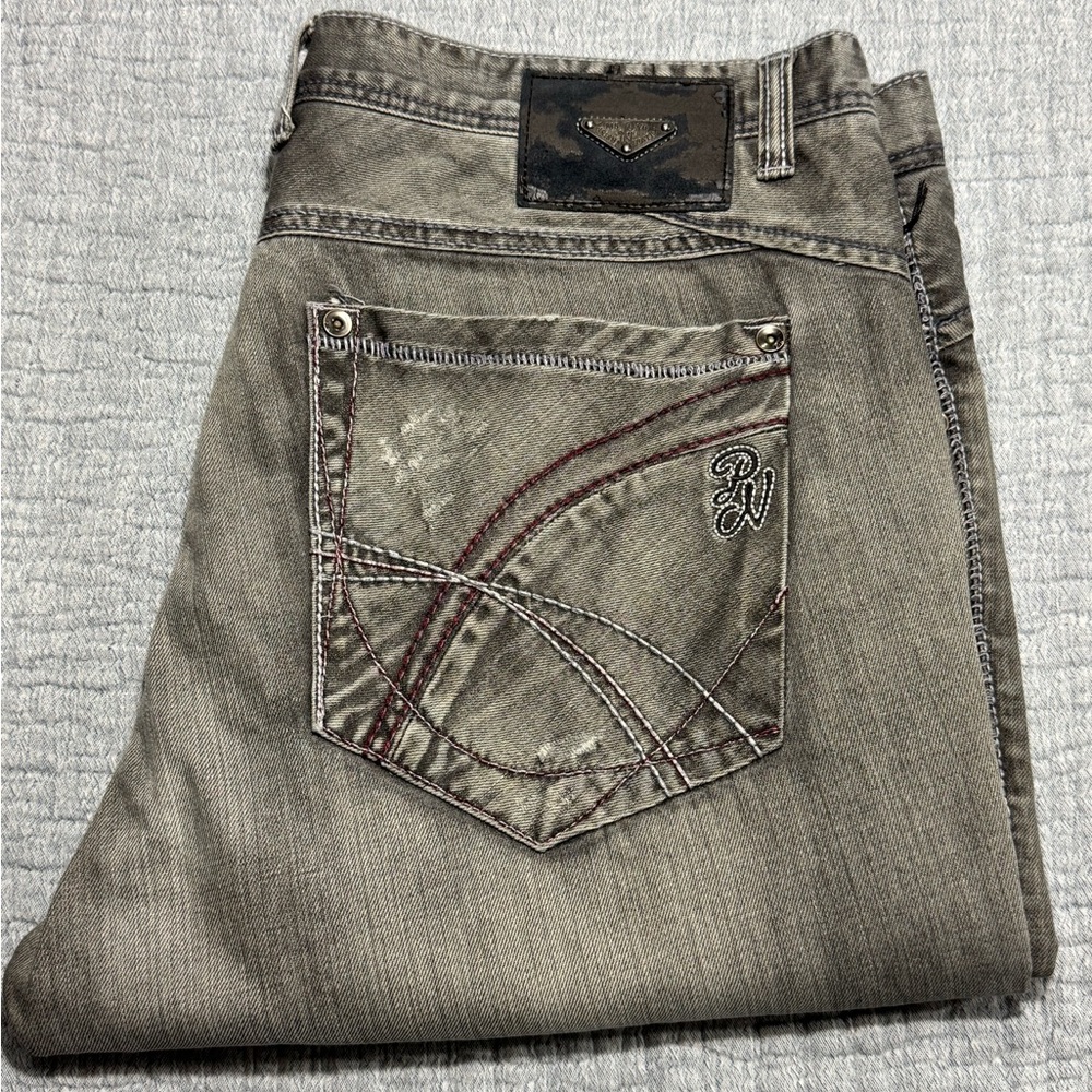 VINTAGE Y2K PARISH NATION BAGGY‎ 44 JEANS BUTTON FLY WIDE LEG HIP HOP BLACK CAST
